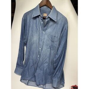 Gitman Gold Master Shirt Makers Mens Blue Button Down Dress Shirt 16 1/2 EUC 34